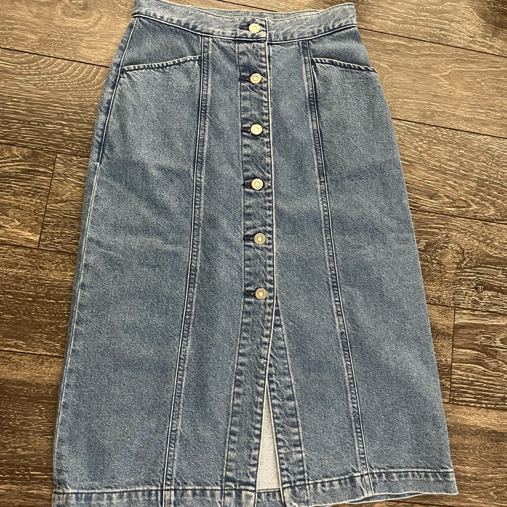 Moussy Blue Midi Pencil Skirt With Slit Size Xs/S( Please See The Measurements)